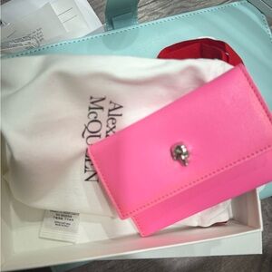 Alexander McQueen Pink Card Holder with Skull Accent